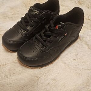 Reebok Black Classic Leather Shoes - Toddler Size 9.5 Brand New